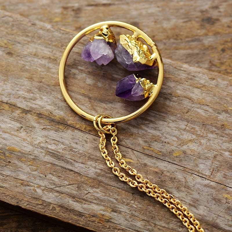Amethist Ketting Ruwe Steen Minimalistisch Zilver