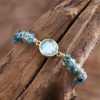 Blauwe Opaal Armband met Glitter Effect