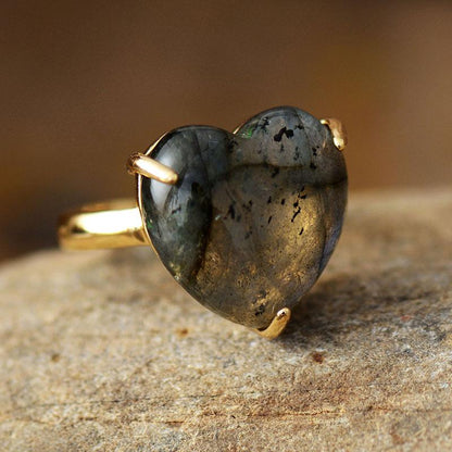 Edelsteen Ring Genezing Hart Selena Zilver