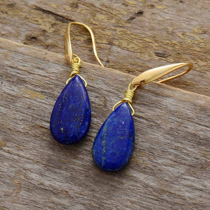 Blauwe Lapis Oorbellen met Zilveren Hanger - Mode Vibes