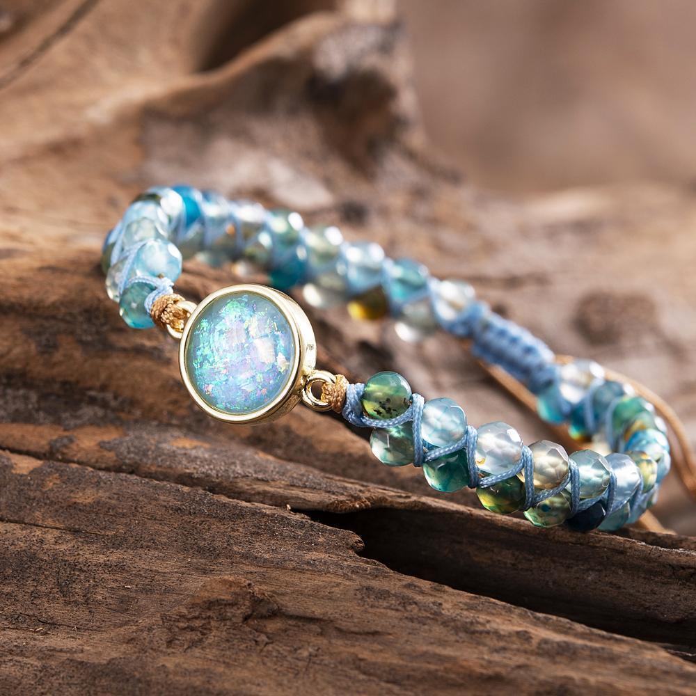 Blauwe Opaal Armband met Glitter Effect