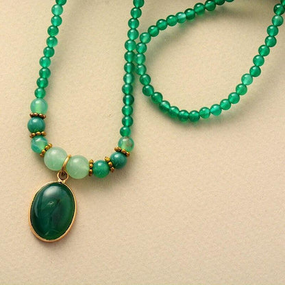 Groene Onyx Ketting Kalmerend Vintage Sieraad