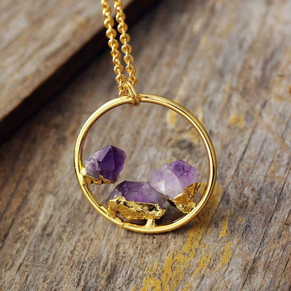 Amethist Ketting Ruwe Steen Minimalistisch Zilver