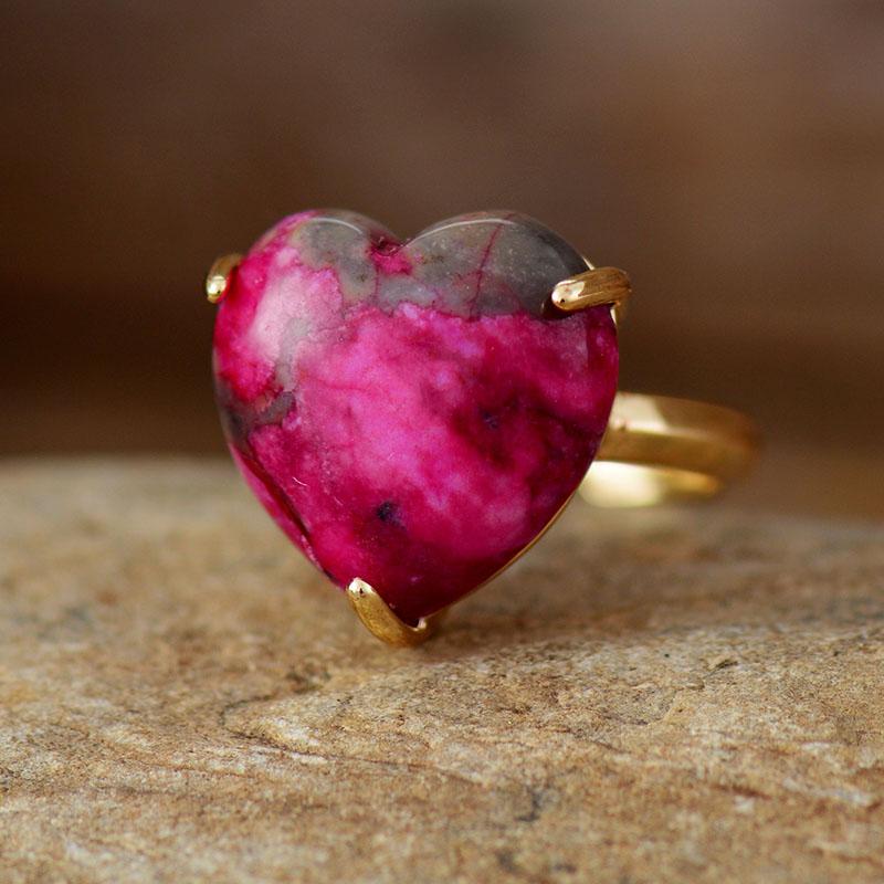 Edelsteen Ring Genezing Hart Selena Zilver