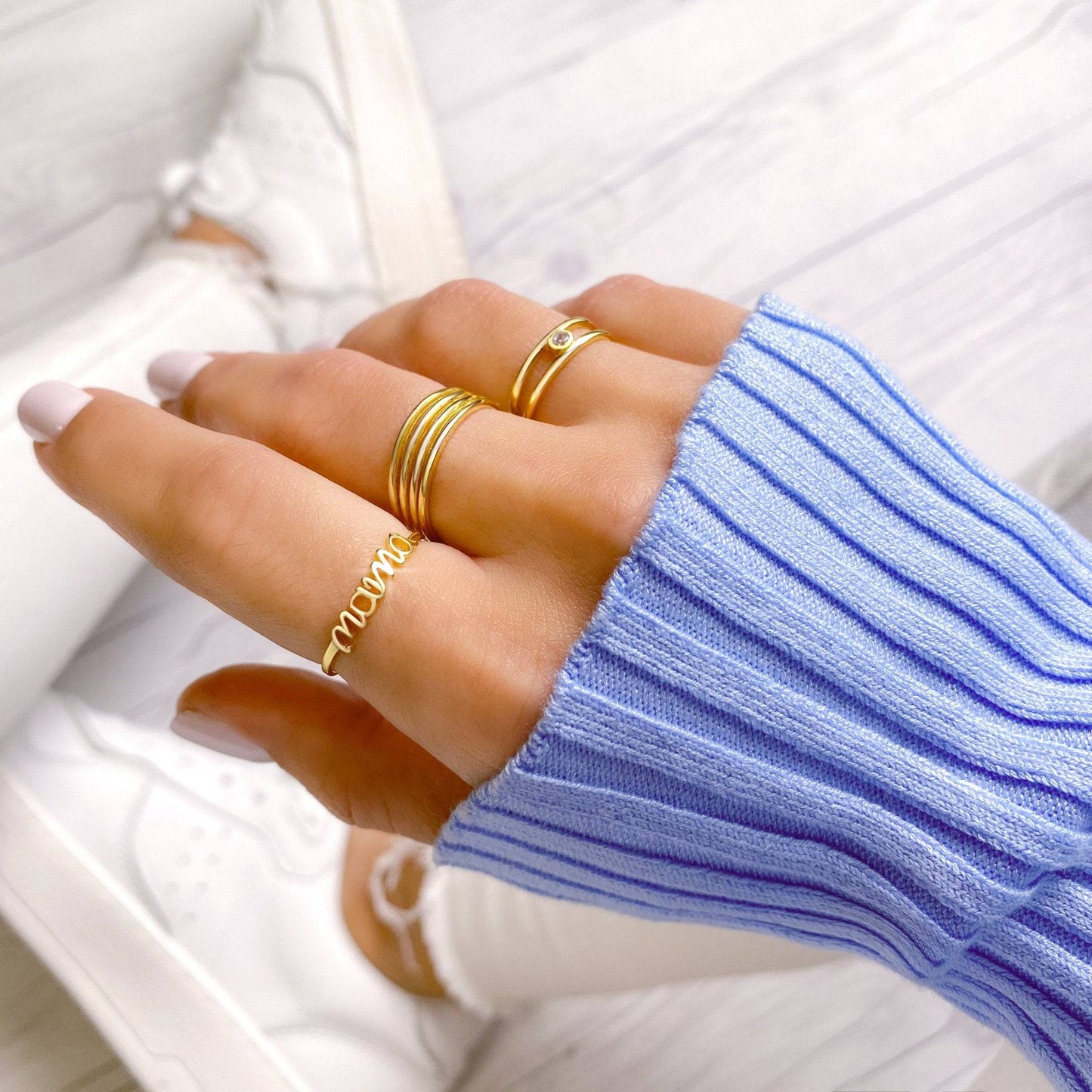 Mama Ring Zilver Geslepen met Naam