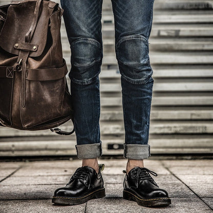 Heren Veterschoenen Casual Leer Zwarte Milo
