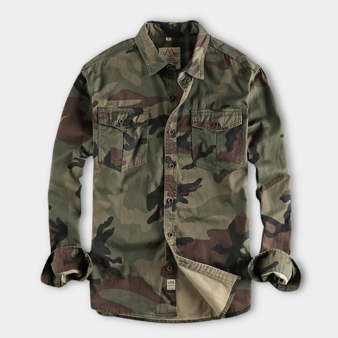 Marick | Herenhemd met camouflageprint in de kleur Bruin voor in stijl ideaal voor de herfst.