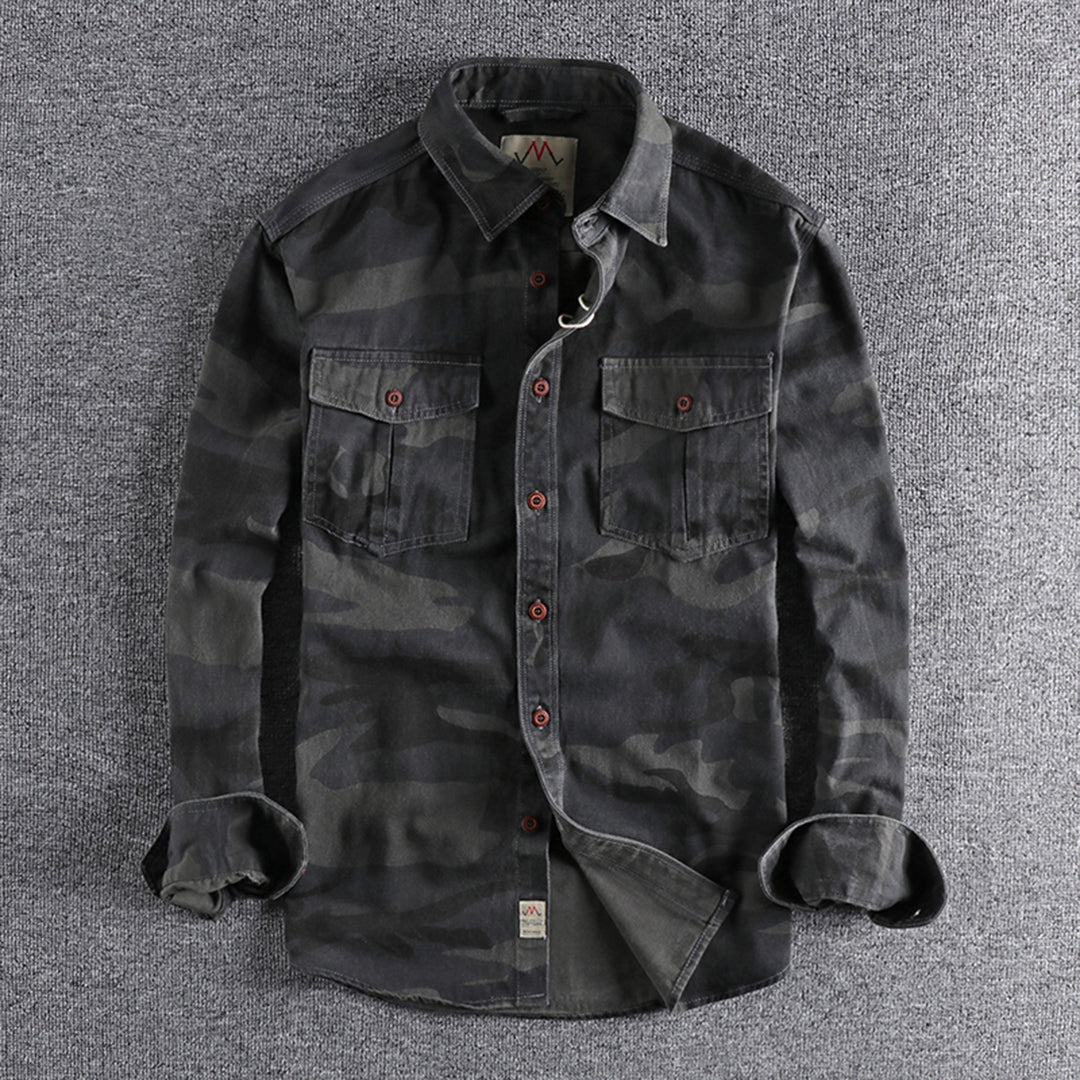 Marick | Herenhemd met camouflageprint in de kleur Khaki voor in stijl ideaal voor de herfst.
