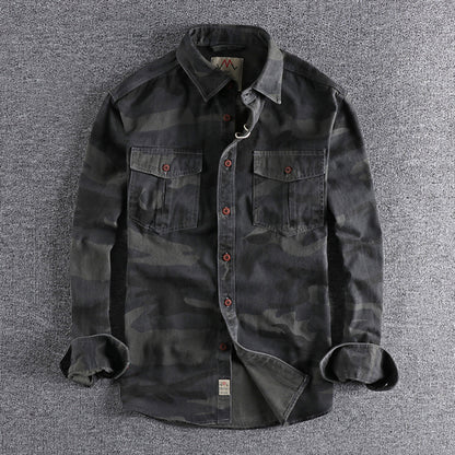 Marick | Herenhemd met camouflageprint in de kleur Khaki voor in stijl ideaal voor de herfst.
