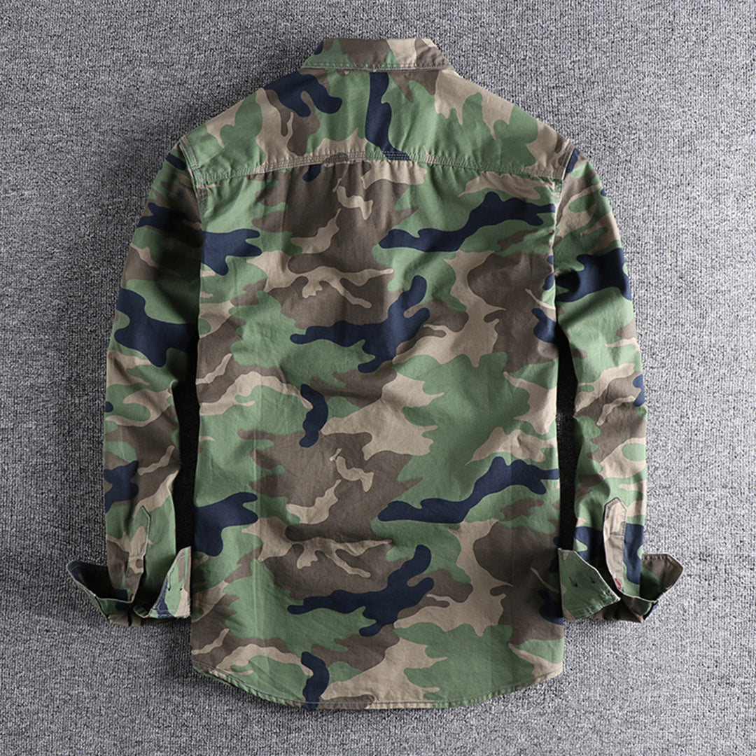 Marick | Herenhemd met camouflageprint in de kleur Khaki voor in stijl ideaal voor de herfst.