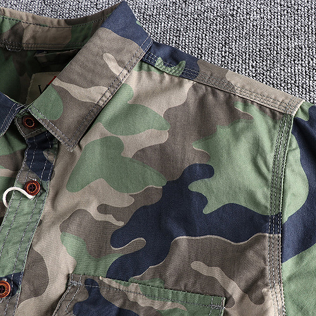 Marick | Herenhemd met camouflageprint in de kleur Khaki voor in stijl ideaal voor de herfst.