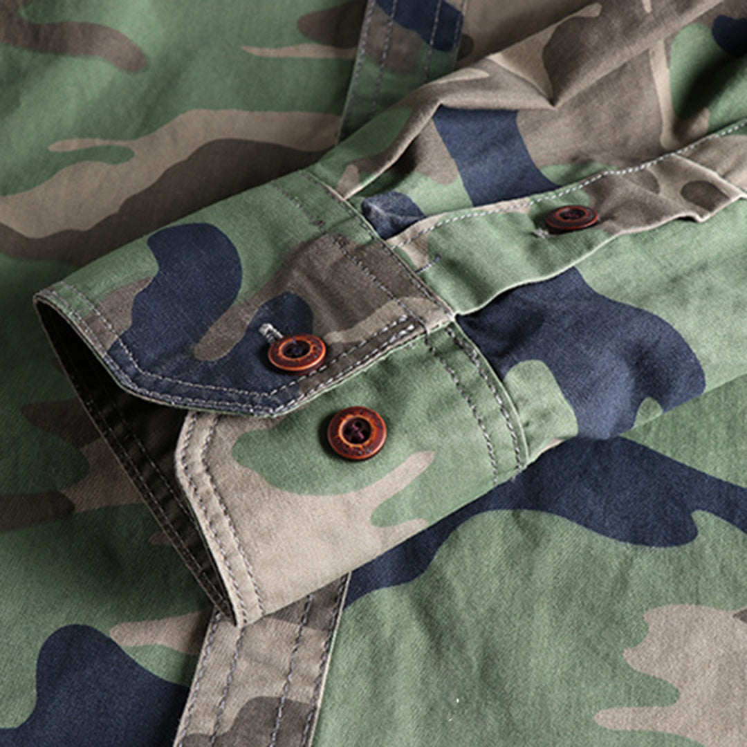 Marick | Herenhemd met camouflageprint in de kleur Khaki voor in stijl ideaal voor de herfst.