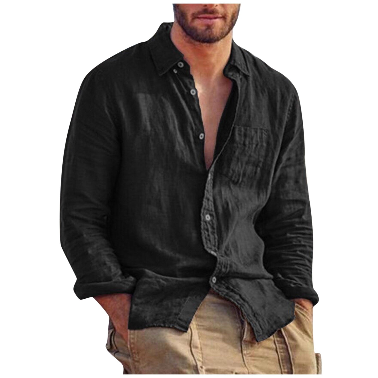 Linnen T-shirt Heren V-hals Zomer Klassiek - Mode Vibes