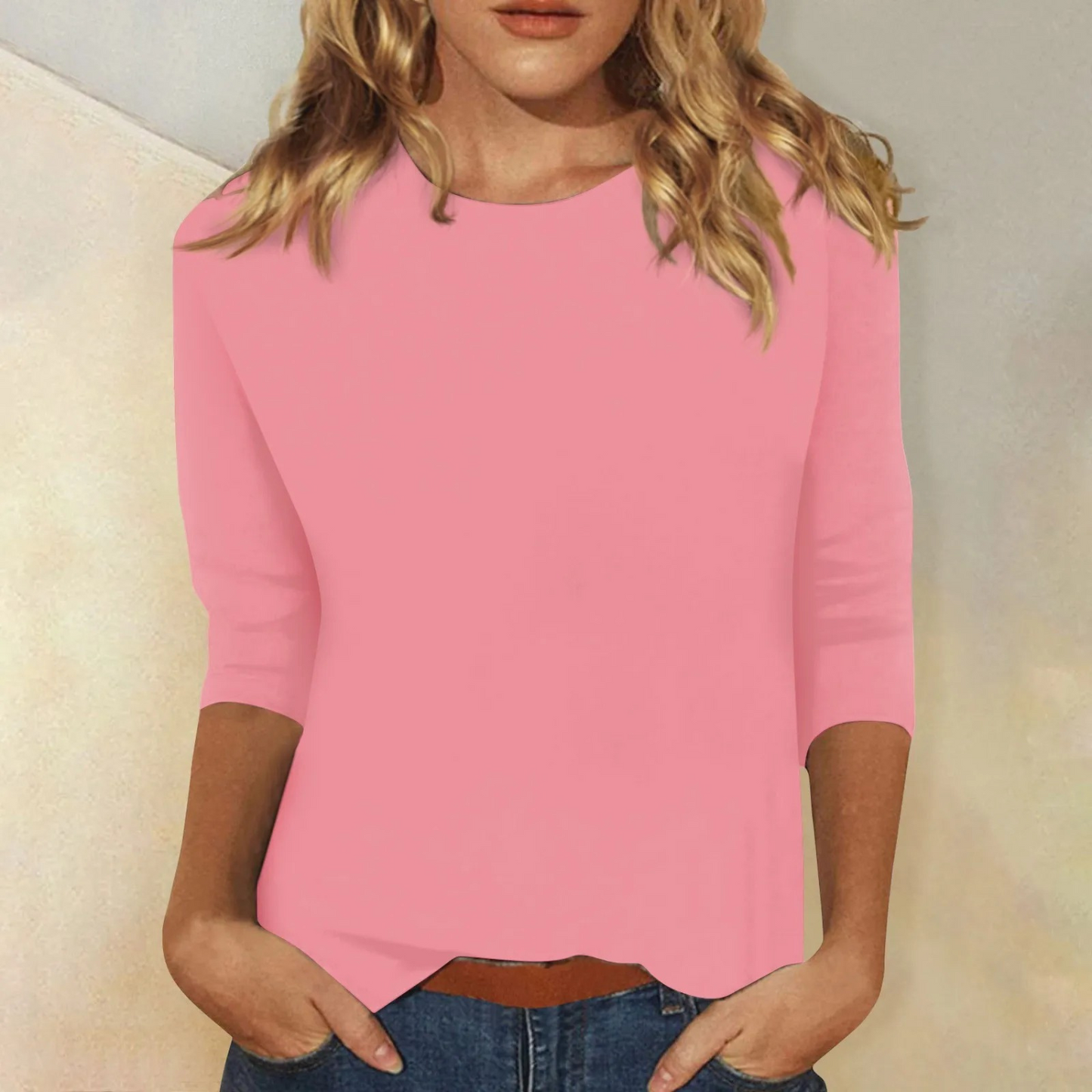 Vrouwenshirt Effen Kleur Ronde Hals Lange Mouwen - Mode Vibes