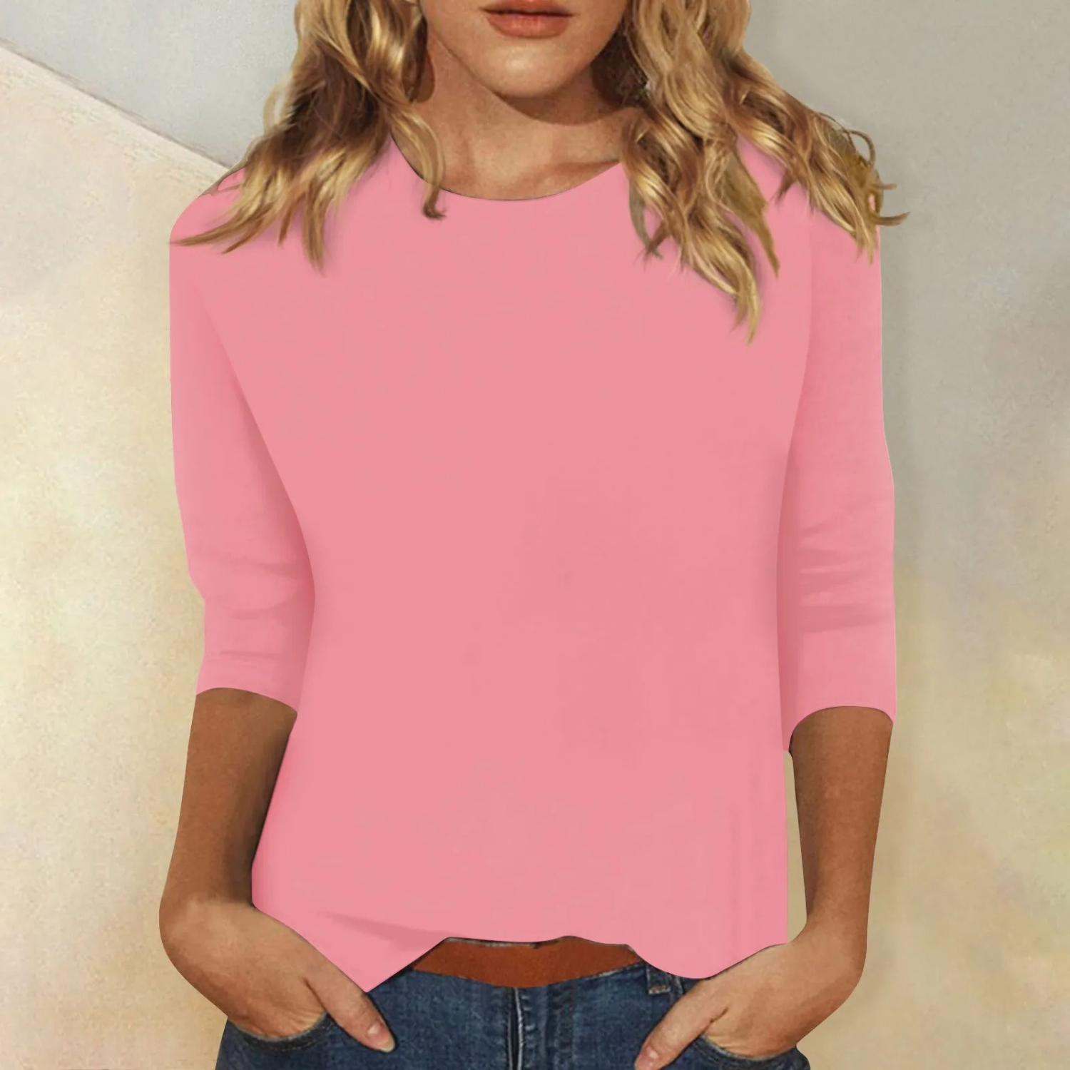Vrouwenshirt Effen Kleur Ronde Hals Lange Mouwen - Mode Vibes