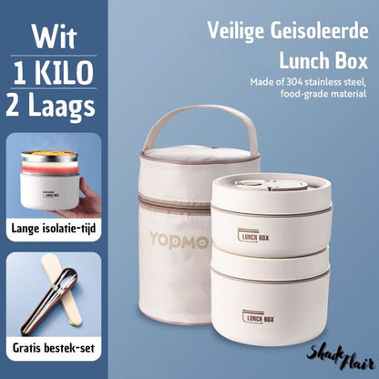 Isolatie Lunchdoos Set Met Bakjes en Fles