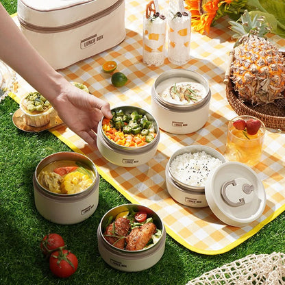 Isolatie Lunchdoos Set Met Bakjes en Fles