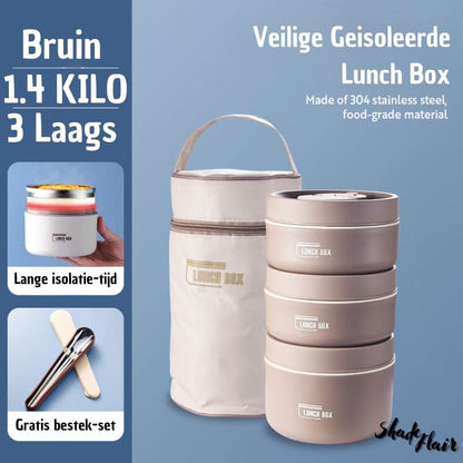 Isolatie Lunchdoos Set Met Bakjes en Fles