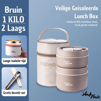 Isolatie Lunchdoos Set Met Bakjes en Fles