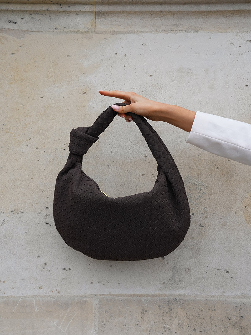 Gevlochten Hobo-Tas met Knoopdetail Stijlvol Zwart