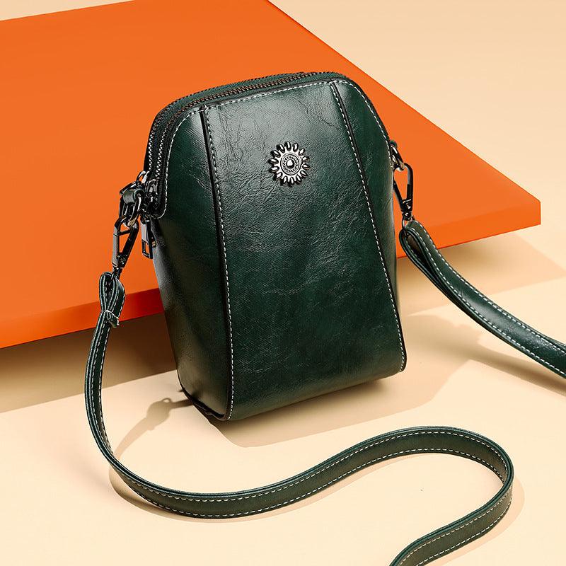 Leren Crossbody Tas Voor Vrouw met Bloem Motief