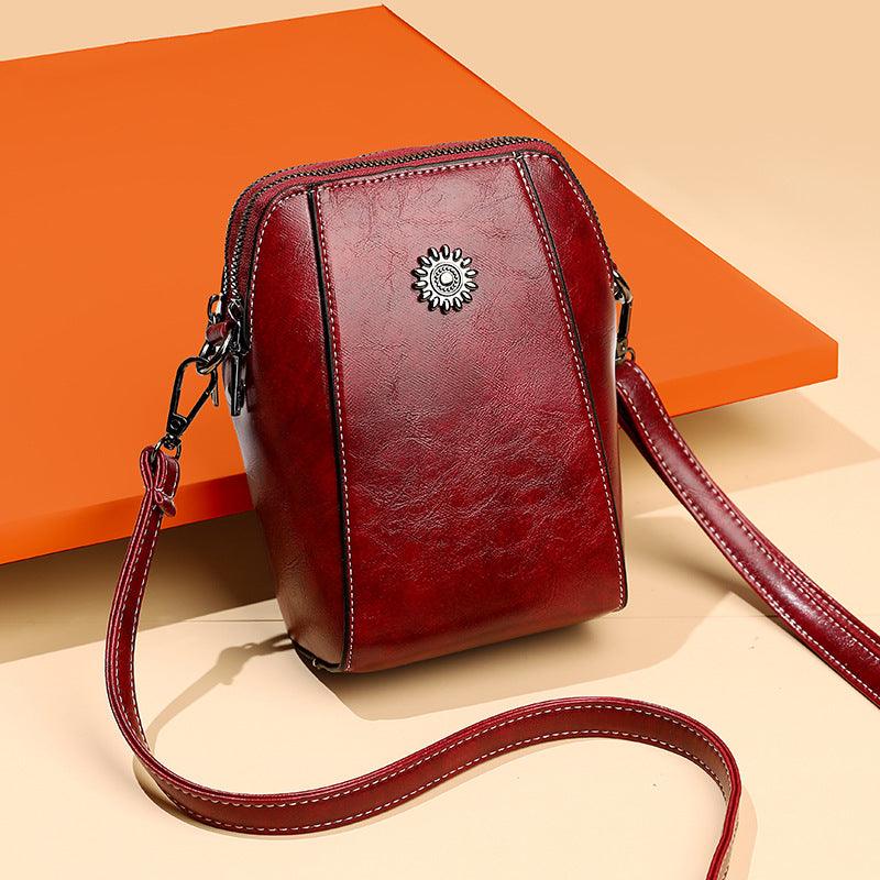 Leren Crossbody Tas Voor Vrouw met Bloem Motief