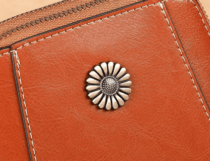 Leren Crossbody Tas Voor Vrouw met Bloem Motief