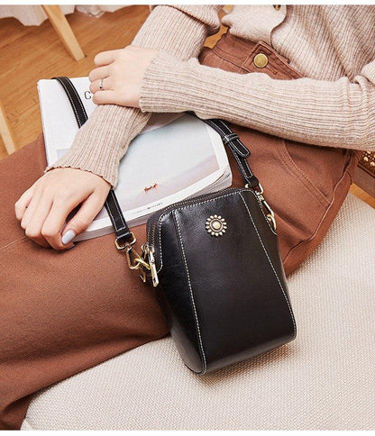 Leren Crossbody Tas Voor Vrouw met Bloem Motief