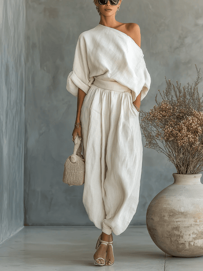 Dames Tweedelige Set Off-shoulder Stijl - Mode Vibes
