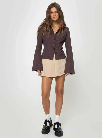 Vrouwelijke Blouse met Wijde Mouwen Getailleerd - Mode Vibes