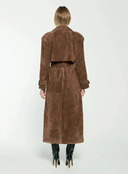 Bianca | Trench in pelle scamosciata