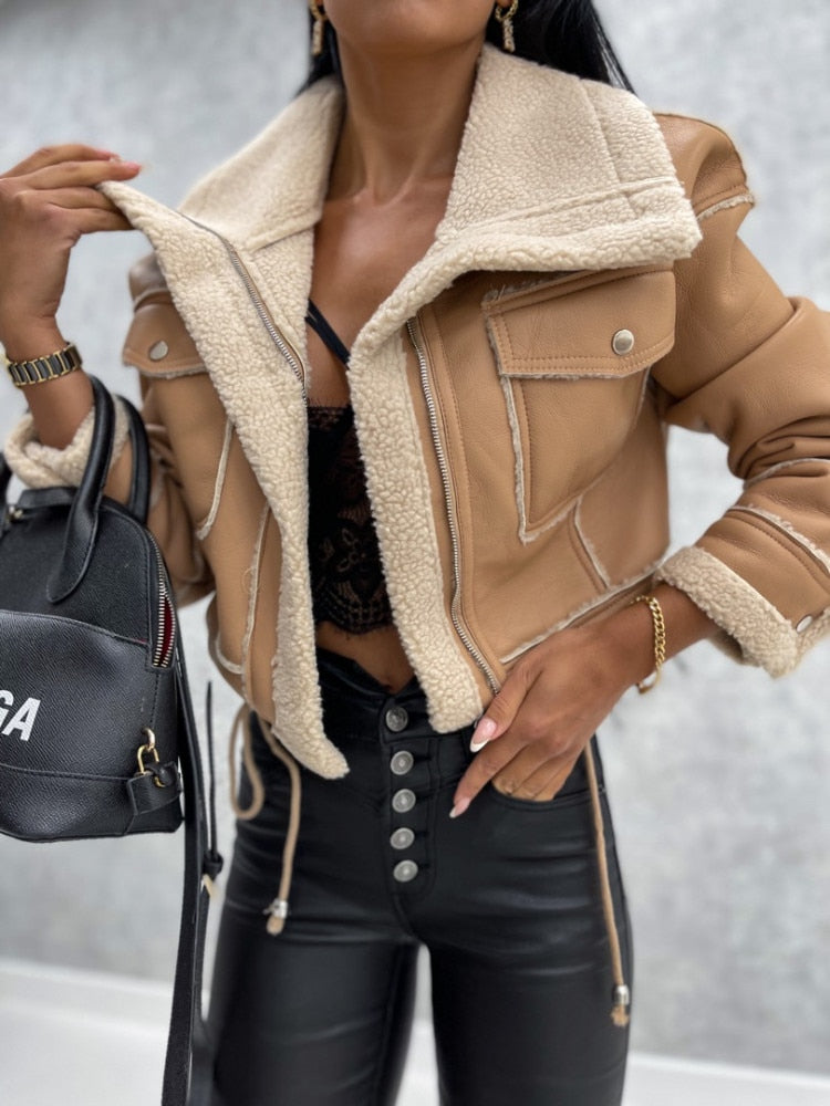 Motorjas met Sherpa Voering en Revers - Mode Vibes