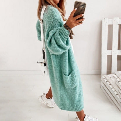Damesvest Gebreid Zacht Oversized Sienna Bruin