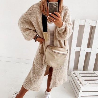 Damesvest Gebreid Zacht Oversized Sienna Bruin - Mode Vibes