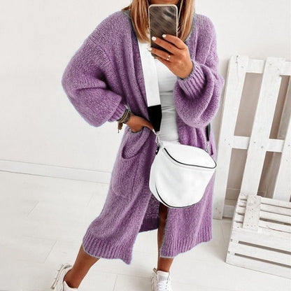 Damesvest Gebreid Zacht Oversized Sienna Bruin