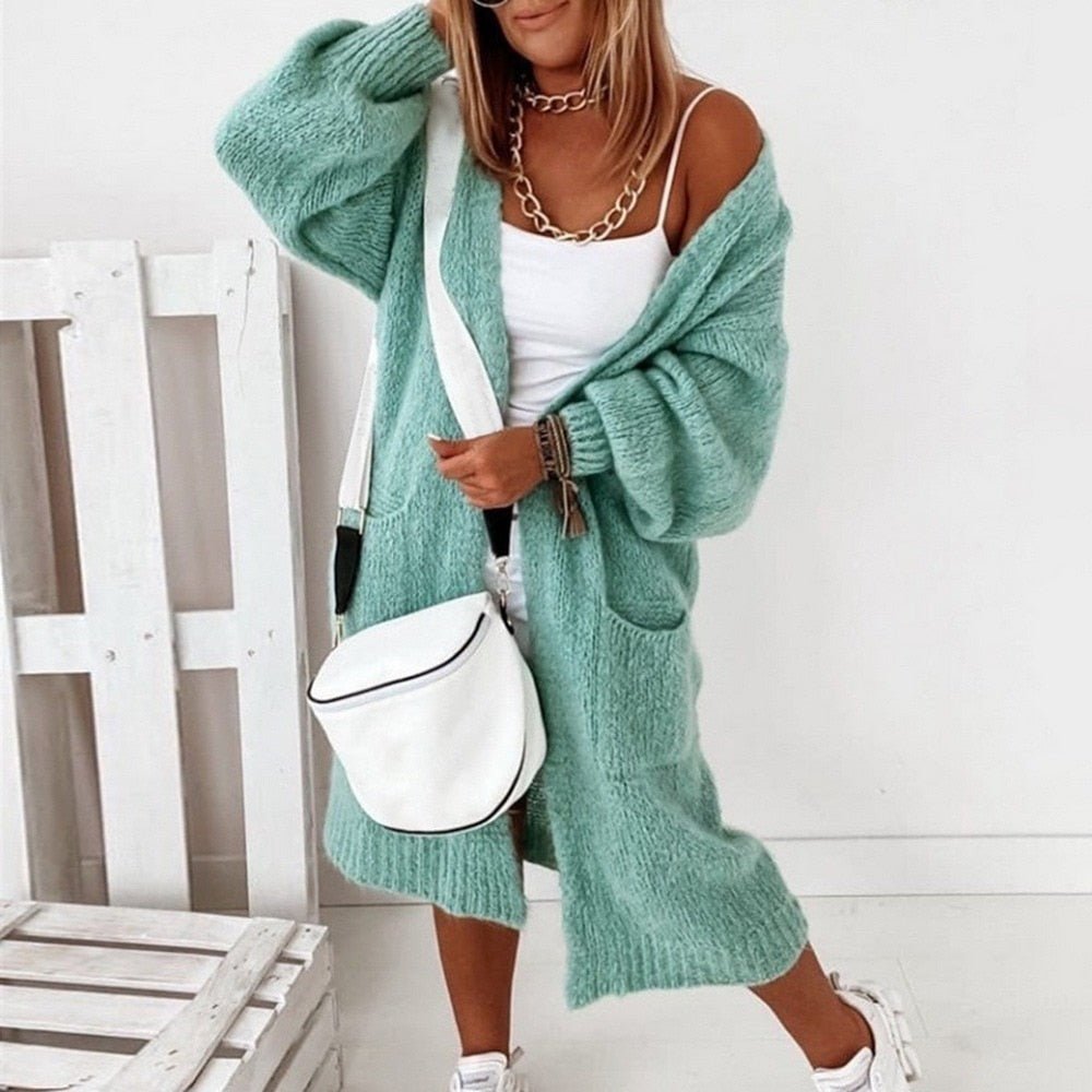 Damesvest Gebreid Zacht Oversized Sienna Bruin