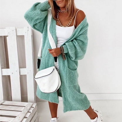 Damesvest Gebreid Zacht Oversized Sienna Bruin