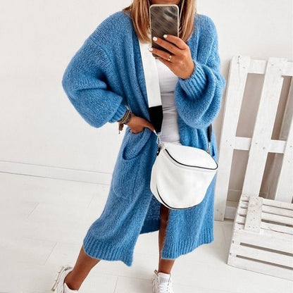 Damesvest Gebreid Zacht Oversized Sienna Bruin