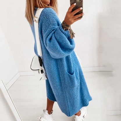 Damesvest Gebreid Zacht Oversized Sienna Bruin