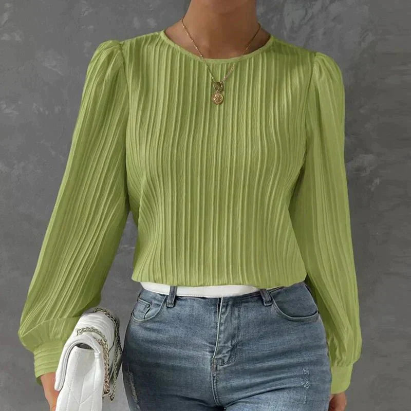 Carina – Dames Blouse met Structuur en Verticale Lijnen