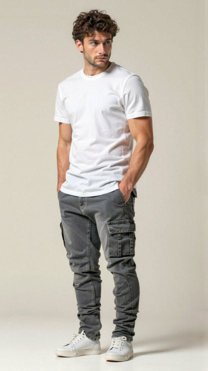 Casper – Heren Stretch Cargo Jeans met Slim Fit en Meerdere Zakken