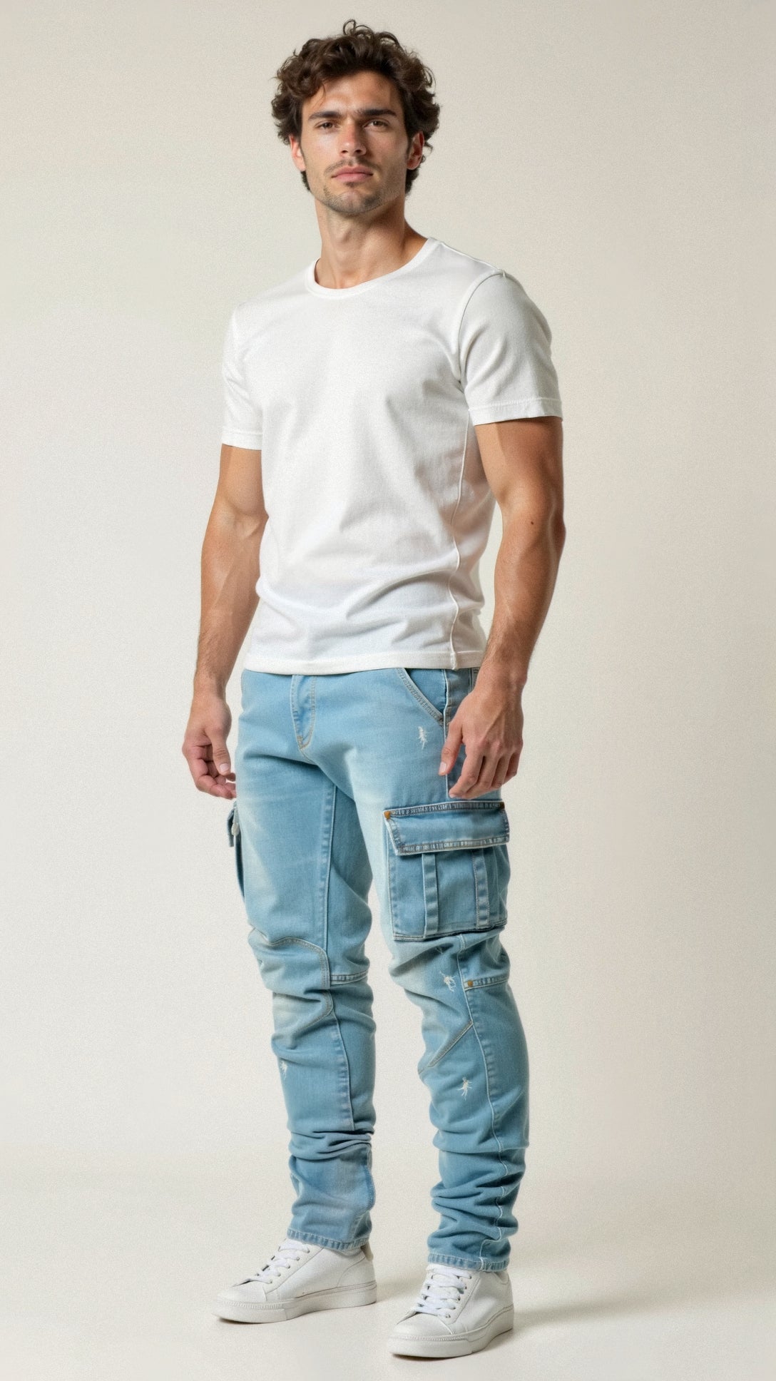 Casper – Heren Stretch Cargo Jeans met Slim Fit en Meerdere Zakken