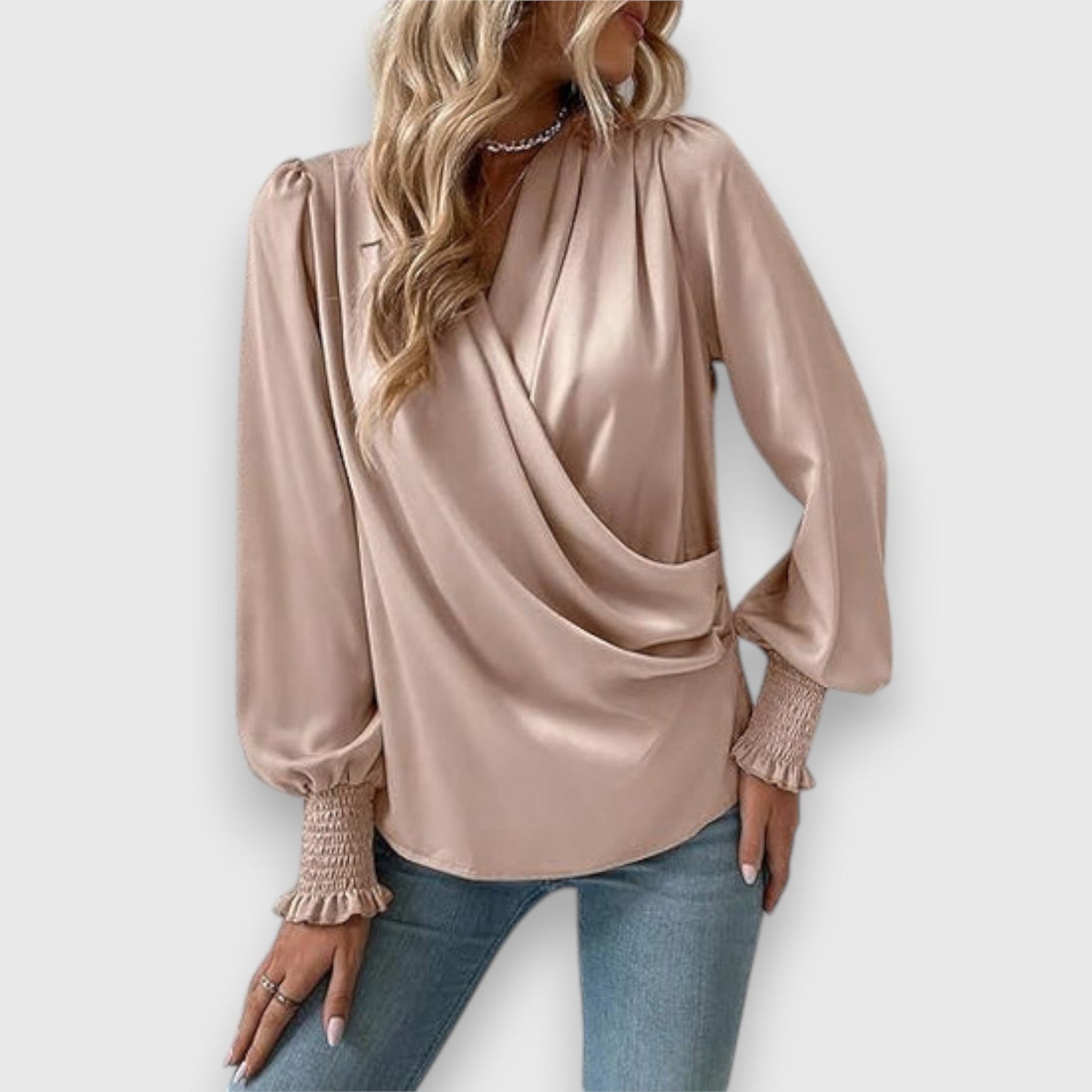 Dames Satijnen Blouse Comfortabele Pasvorm