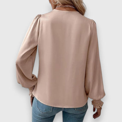 Dames Satijnen Blouse Comfortabele Pasvorm