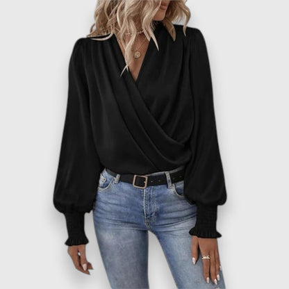Dames Satijnen Blouse Comfortabele Pasvorm