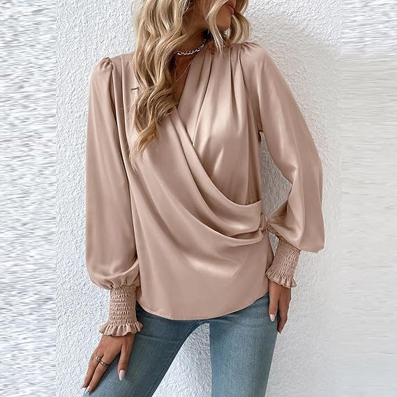 Lilou – Gerimpelde Dames Blouse met Lange Mouwen