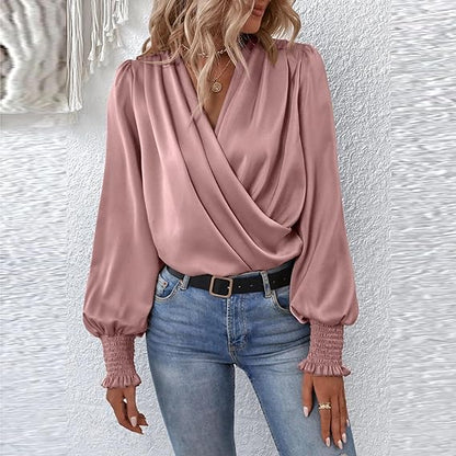 Lilou – Gerimpelde Dames Blouse met Lange Mouwen