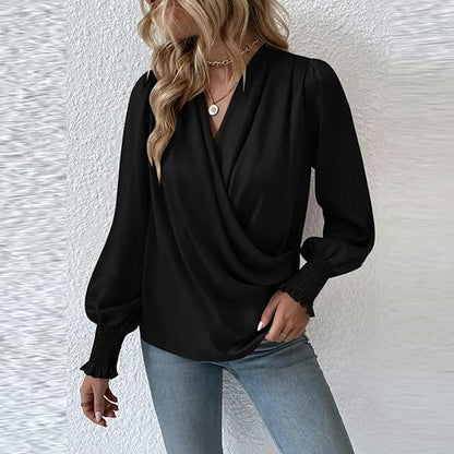 Lilou – Gerimpelde Dames Blouse met Lange Mouwen