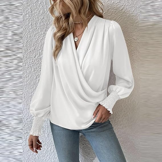 Lilou – Gerimpelde Dames Blouse met Lange Mouwen