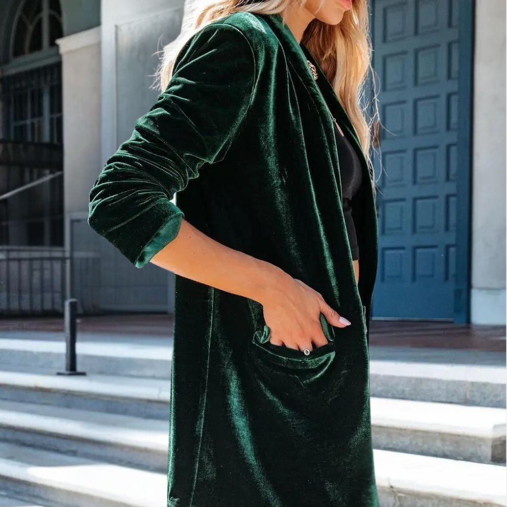 Fluwelen Jas Zomerse Elegant Zwart